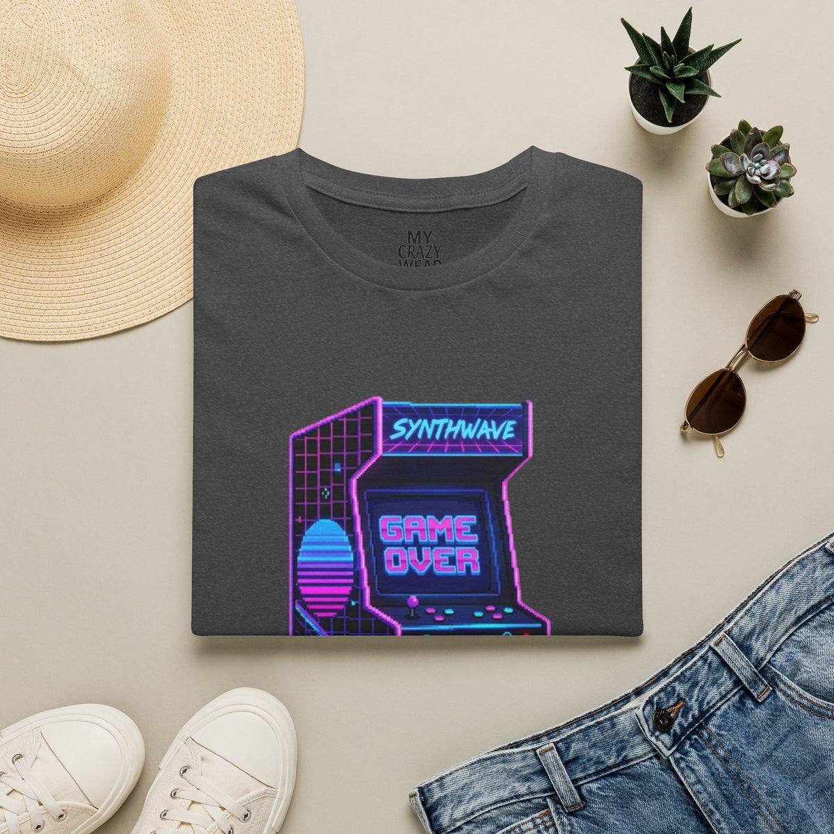 Retro Synthwave Arcade T-Shirt — "Game Over" Graphic