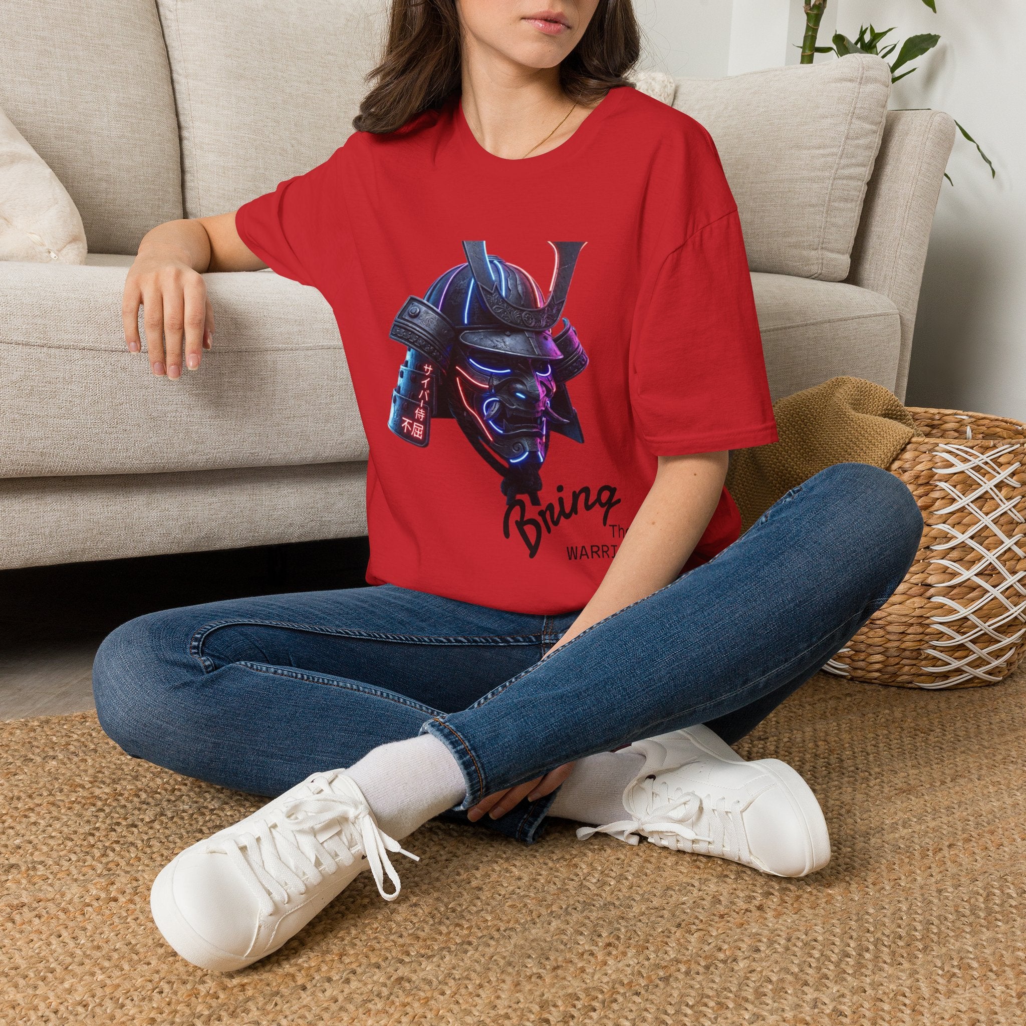 Neon Samurai T-Shirt — 'Brave Warrior' Graphic Tee