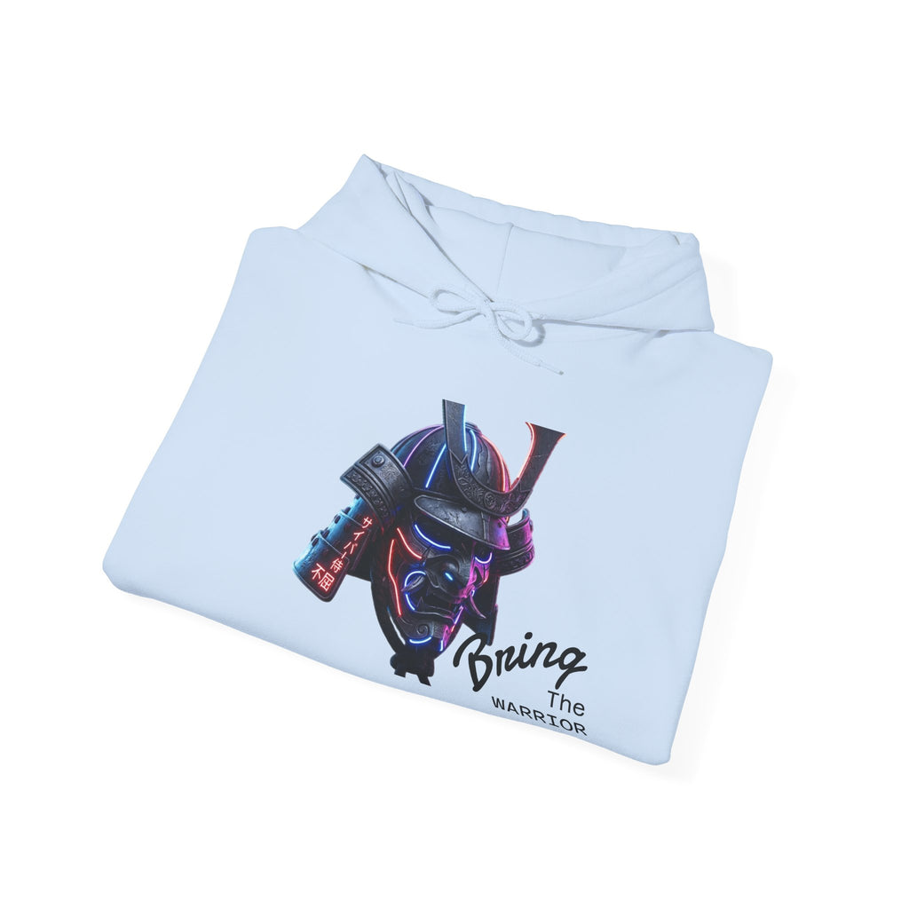 Samurai Mask Hoodie - Neon Ronin 'Bring the Warrior' Graphic Sweatshirt