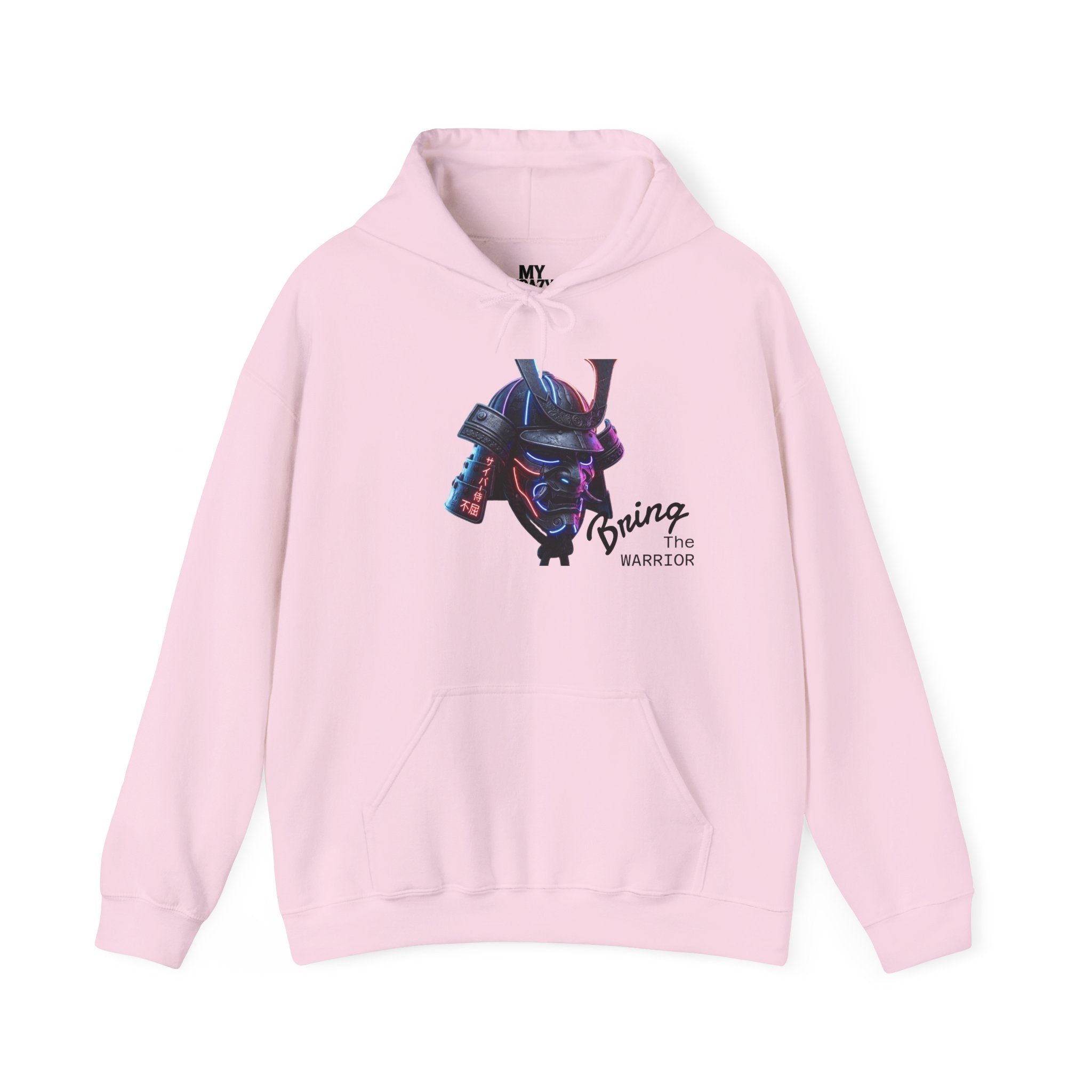 Samurai Mask Hoodie - Neon Ronin 'Bring the Warrior' Graphic Sweatshirt