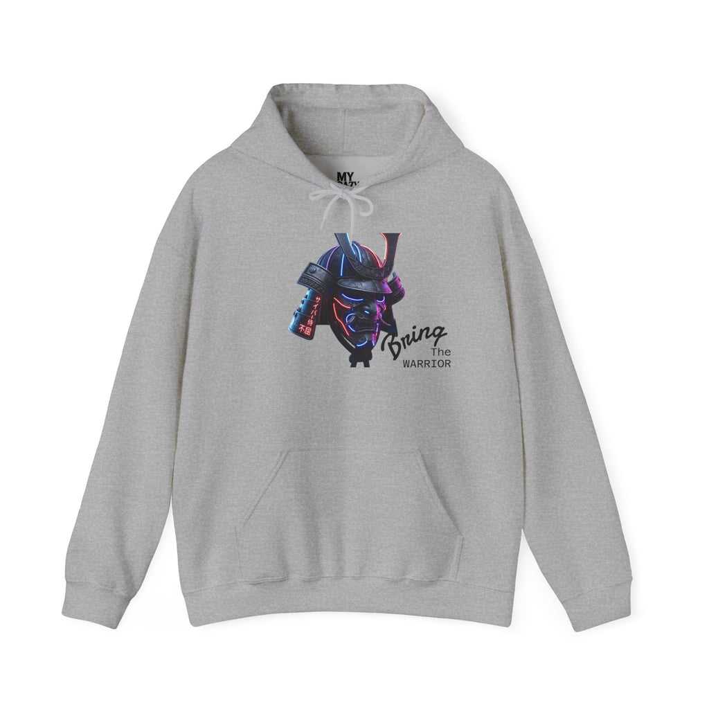 Samurai Mask Hoodie - Neon Ronin 'Bring the Warrior' Graphic Sweatshirt