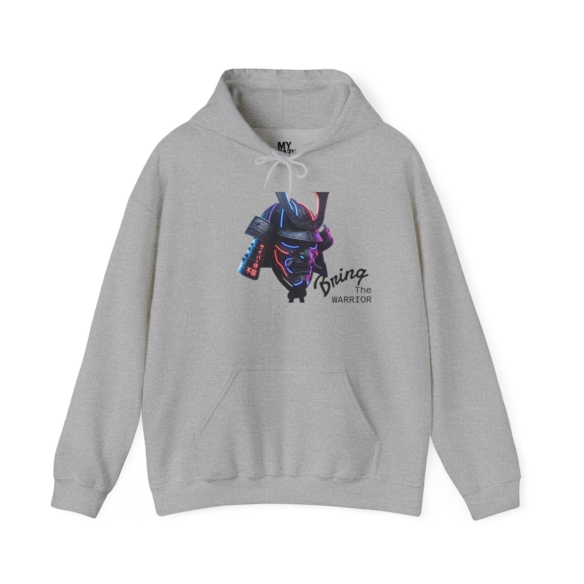 Samurai Mask Hoodie - Neon Ronin 'Bring the Warrior' Graphic Sweatshirt