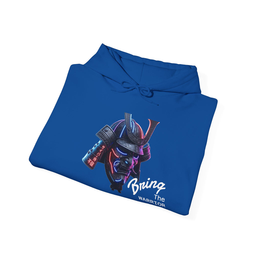 Samurai Mask Hoodie - Neon Ronin 'Bring the Warrior' Graphic Sweatshirt