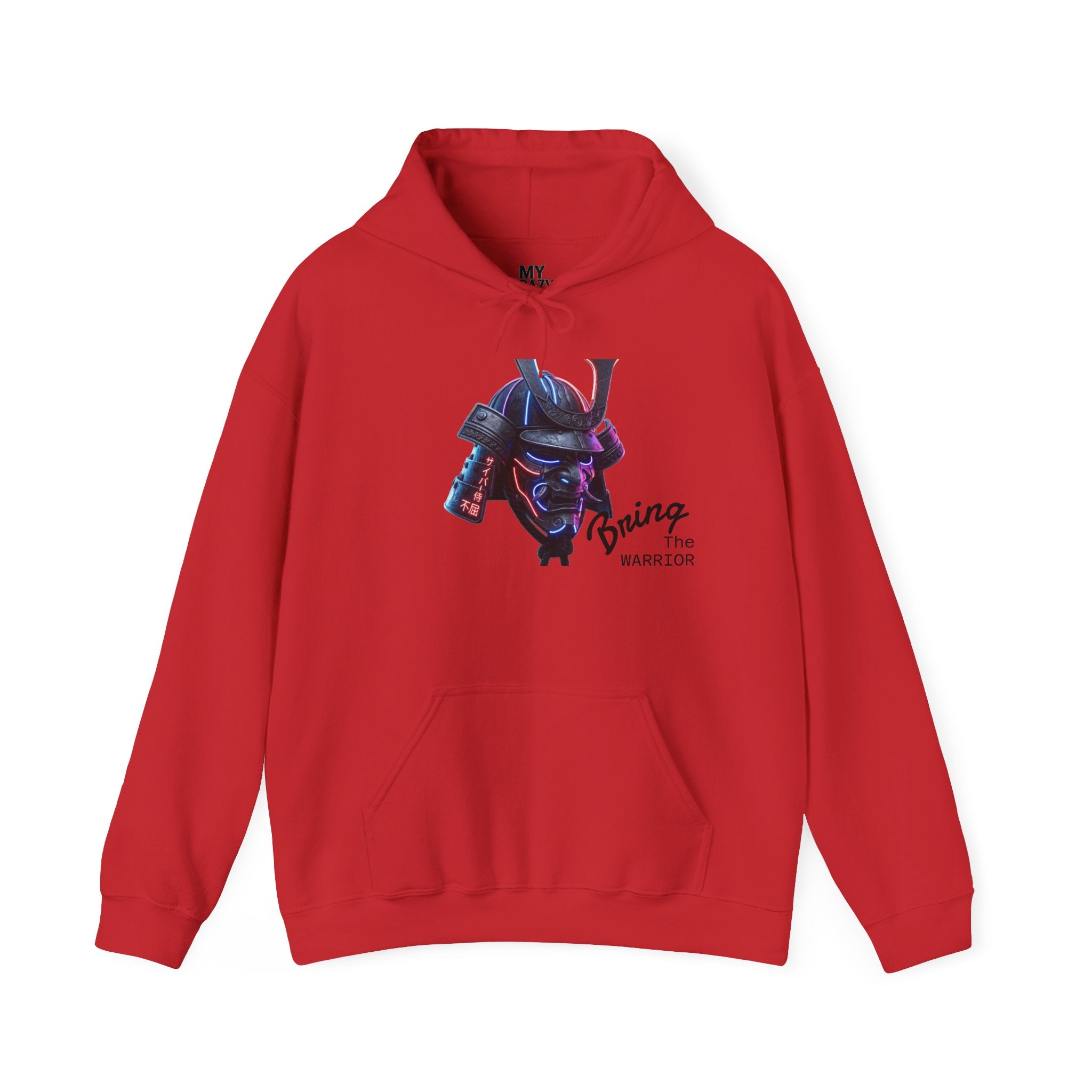 Samurai Mask Hoodie - Neon Ronin 'Bring the Warrior' Graphic Sweatshirt
