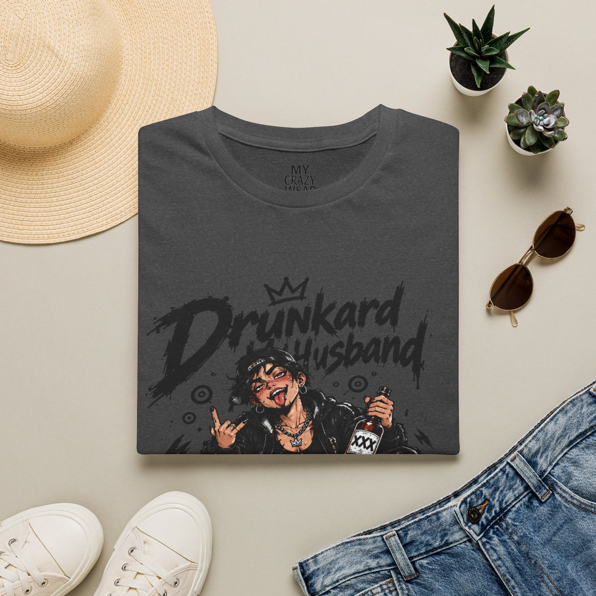 Drunkard Husband T-Shirt — Funny Drinker Graphic Tee for Couples & Parties