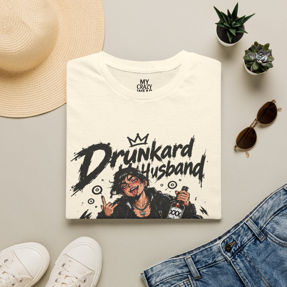 Drunkard Husband T-Shirt — Funny Drinker Graphic Tee for Couples & Parties