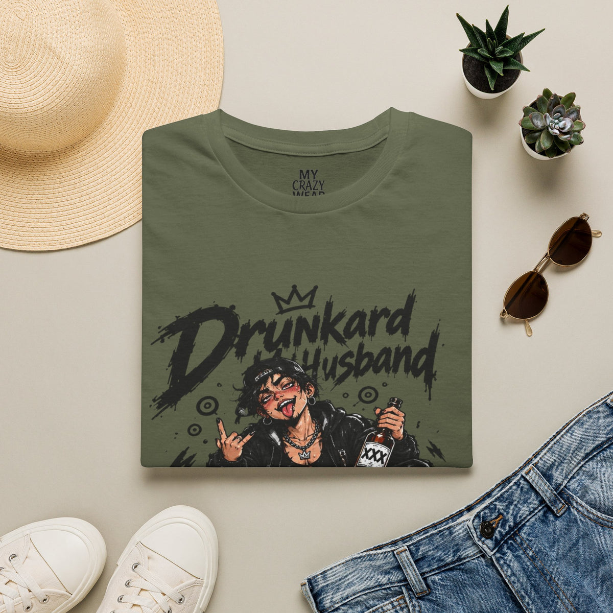 Drunkard Husband T-Shirt — Funny Drinker Graphic Tee for Couples & Parties