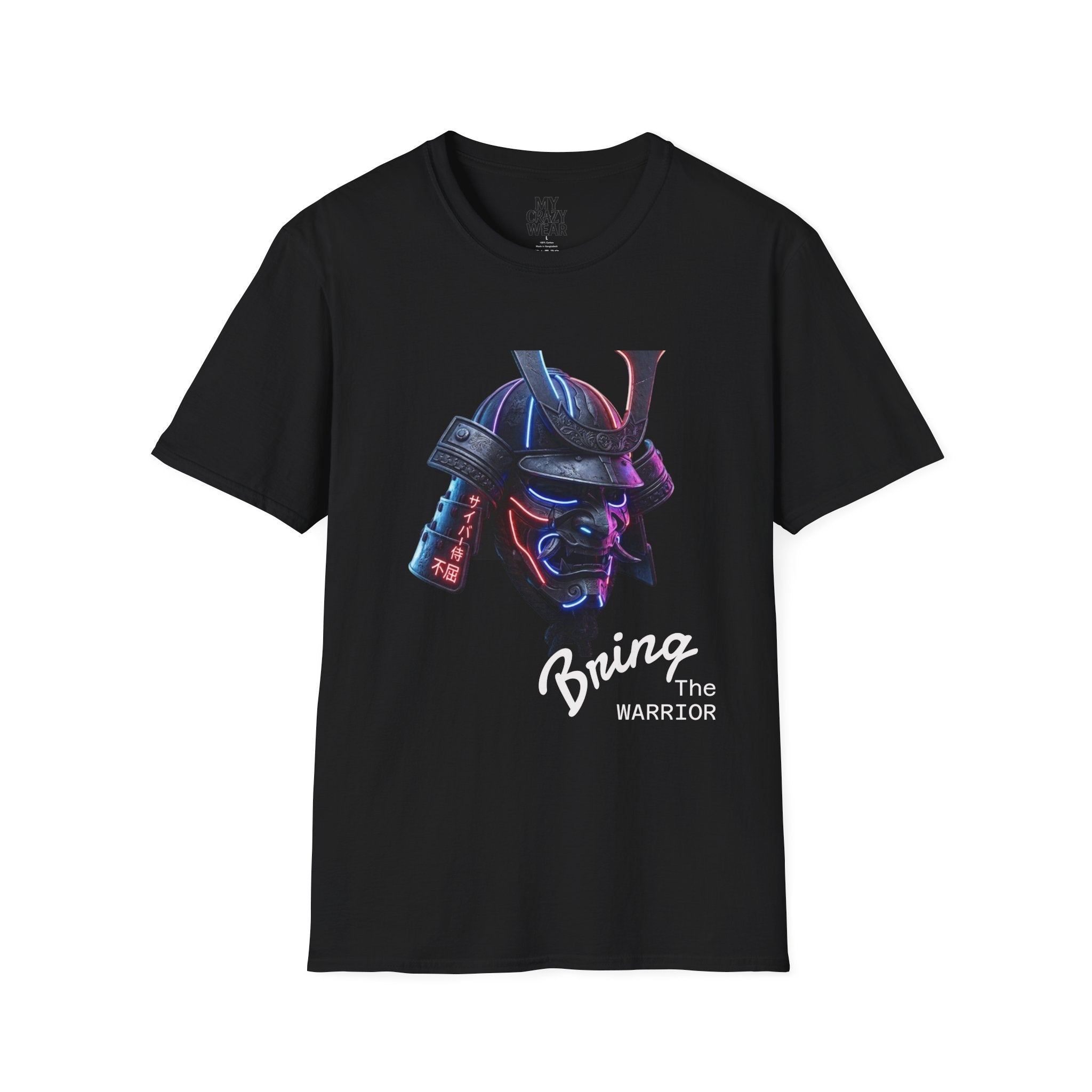 Neon Samurai T-Shirt — 'Brave Warrior' Graphic Tee