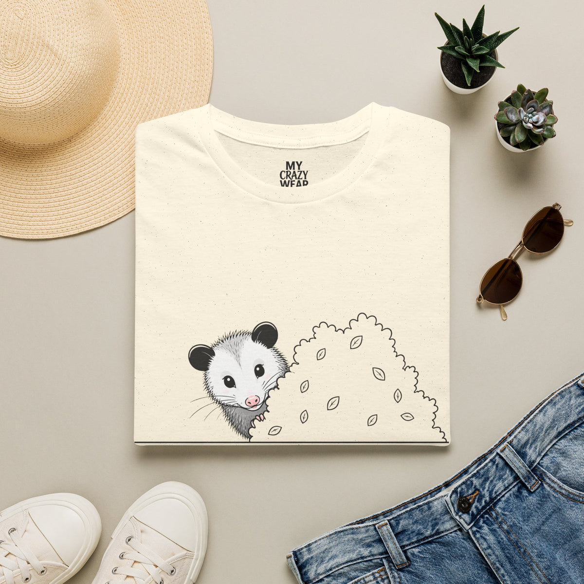 T-Shirt — Cute Possum Pile Illustration “I came, I saw, I made it awkward.”