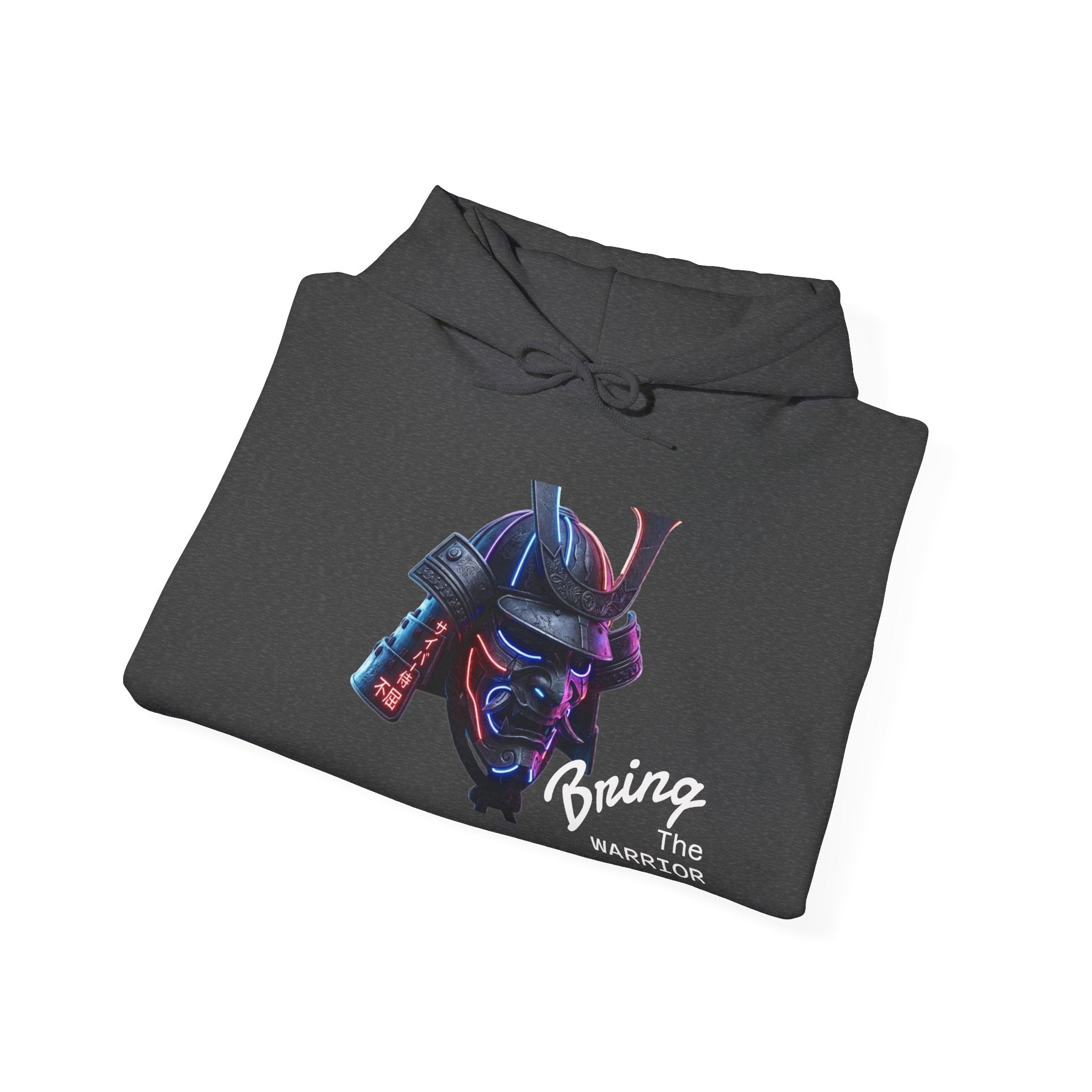 Samurai Mask Hoodie - Neon Ronin 'Bring the Warrior' Graphic Sweatshirt