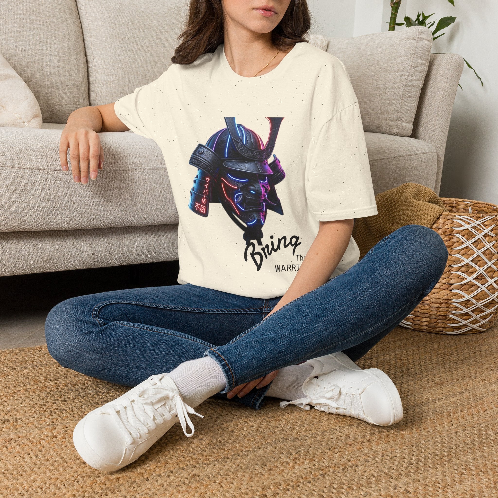 Neon Samurai T-Shirt — 'Brave Warrior' Graphic Tee