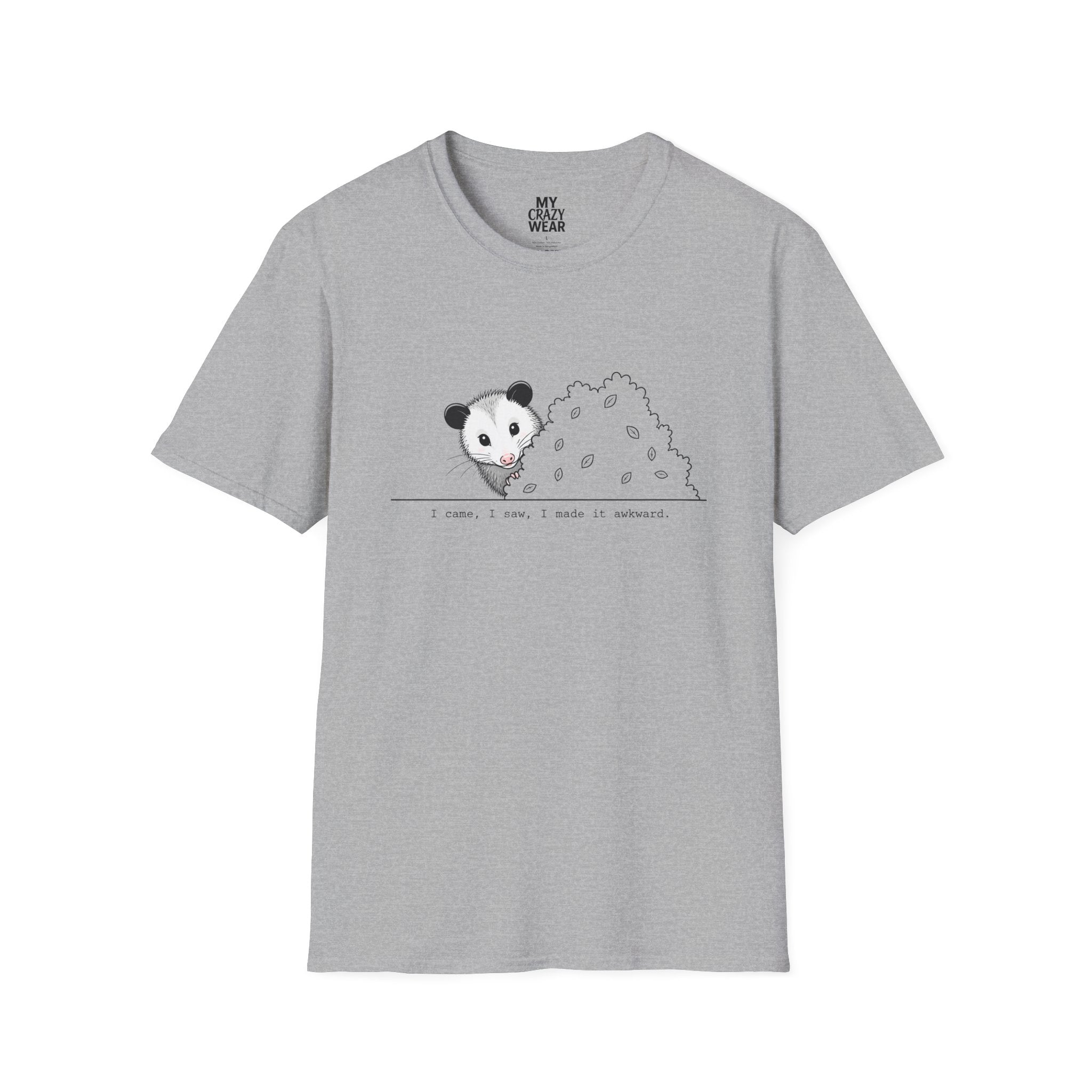 T-Shirt — Cute Possum Pile Illustration “I came, I saw, I made it awkward.”