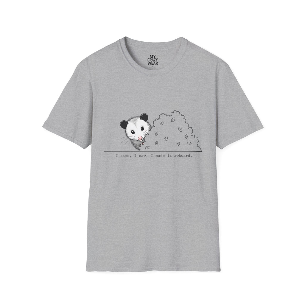 T-Shirt — Cute Possum Pile Illustration “I came, I saw, I made it awkward.”