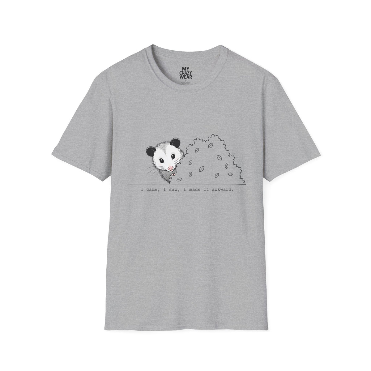 T-Shirt — Cute Possum Pile Illustration “I came, I saw, I made it awkward.”