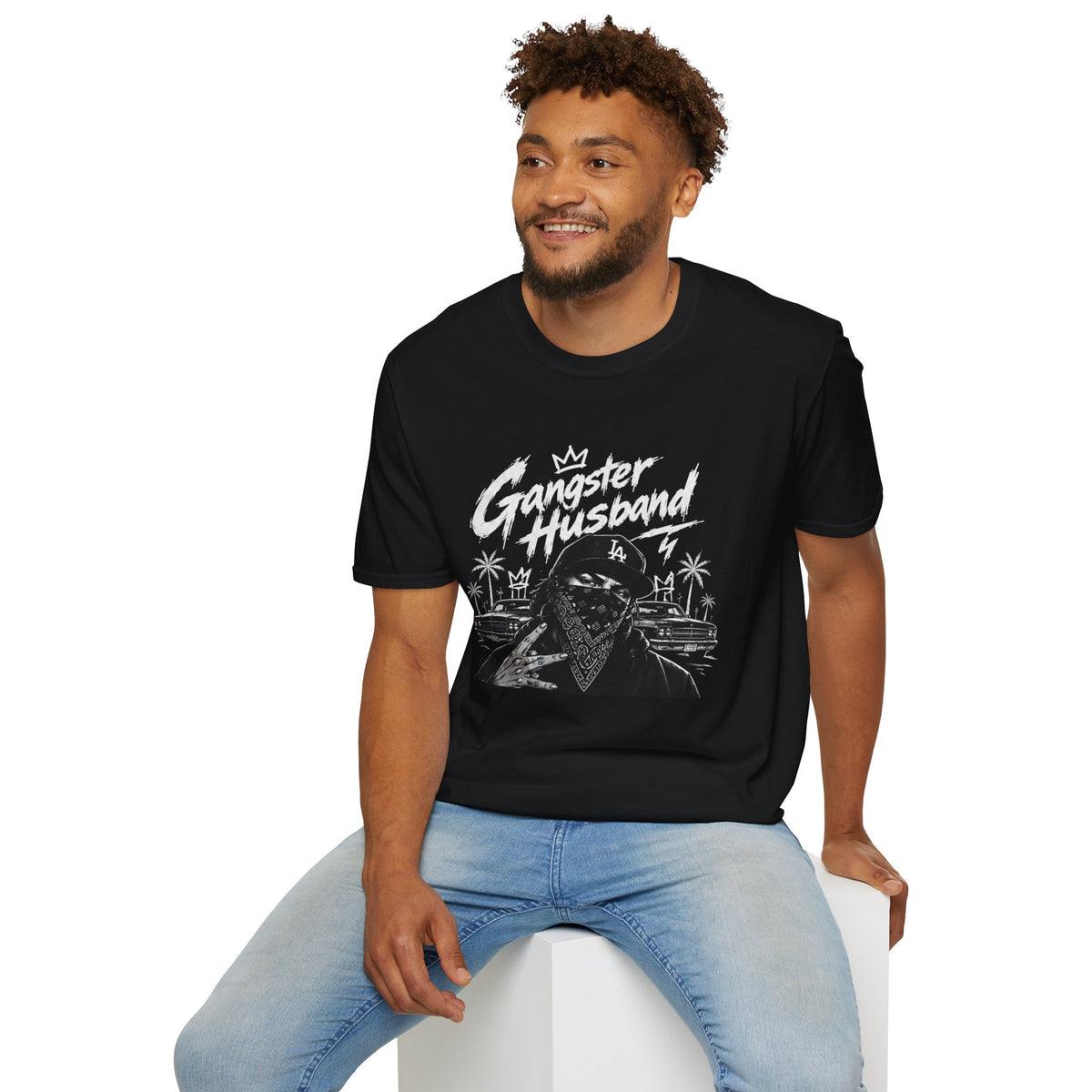 Gangster Husband T-Shirt — Vintage Bandana Skull Graphic Tee