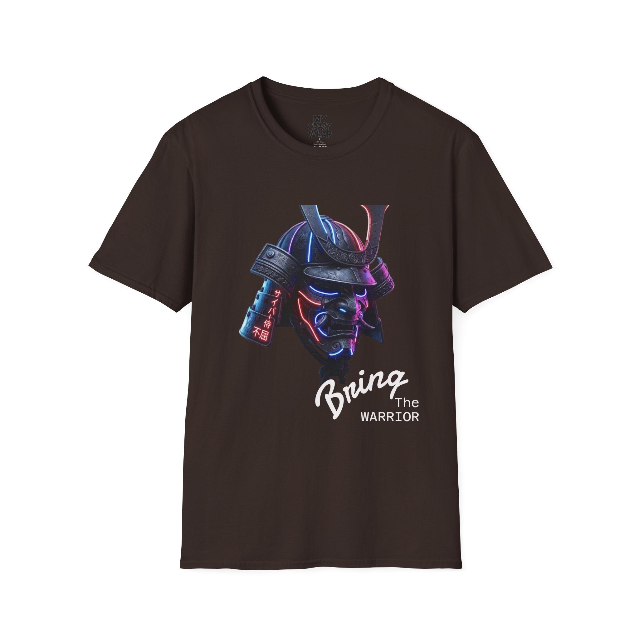 Neon Samurai T-Shirt — 'Brave Warrior' Graphic Tee