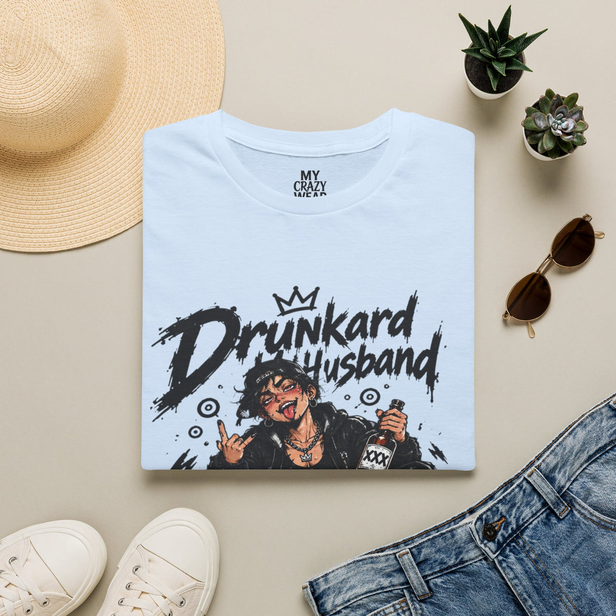 Drunkard Husband T-Shirt — Funny Drinker Graphic Tee for Couples & Parties