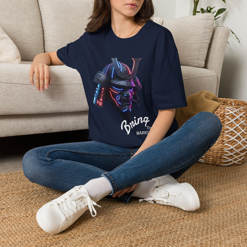 Neon Samurai T-Shirt — 'Brave Warrior' Graphic Tee