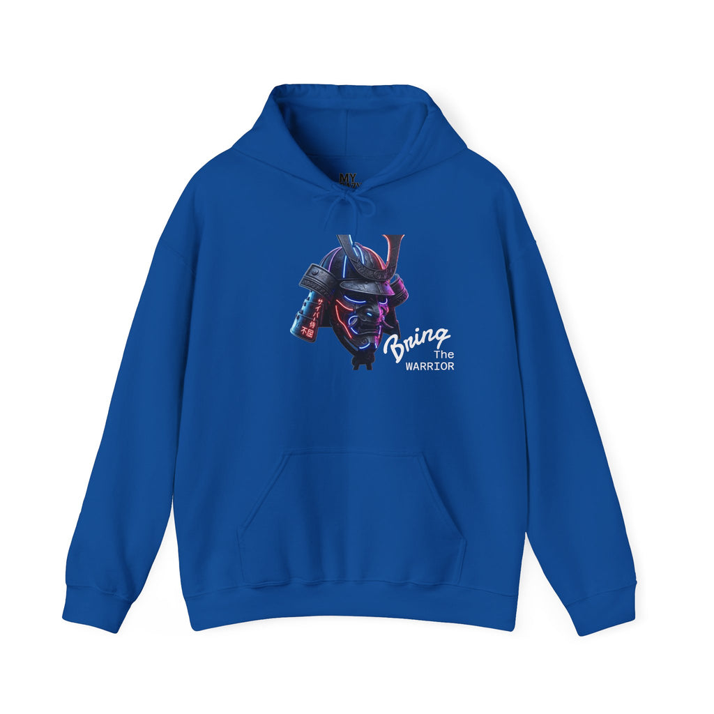 Samurai Mask Hoodie - Neon Ronin 'Bring the Warrior' Graphic Sweatshirt