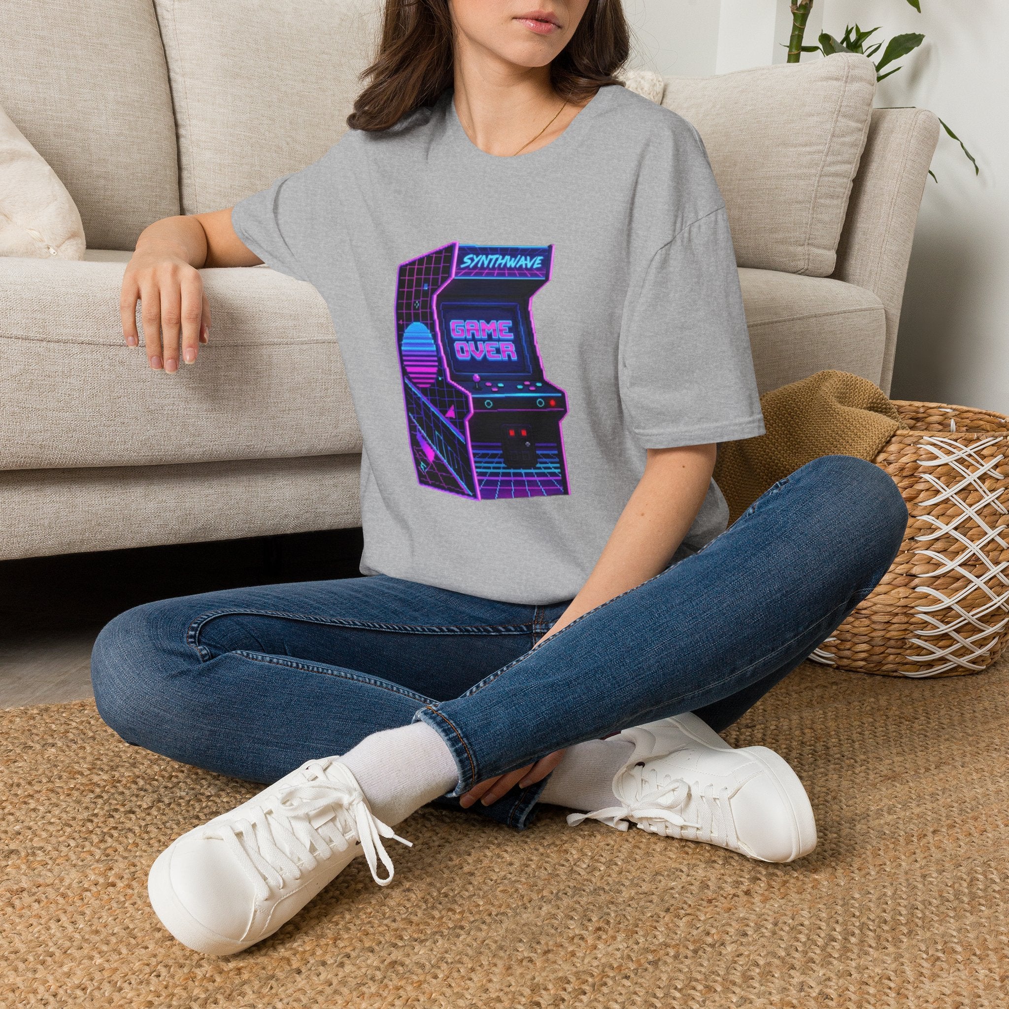 Retro Synthwave Arcade T-Shirt — "Game Over" Graphic