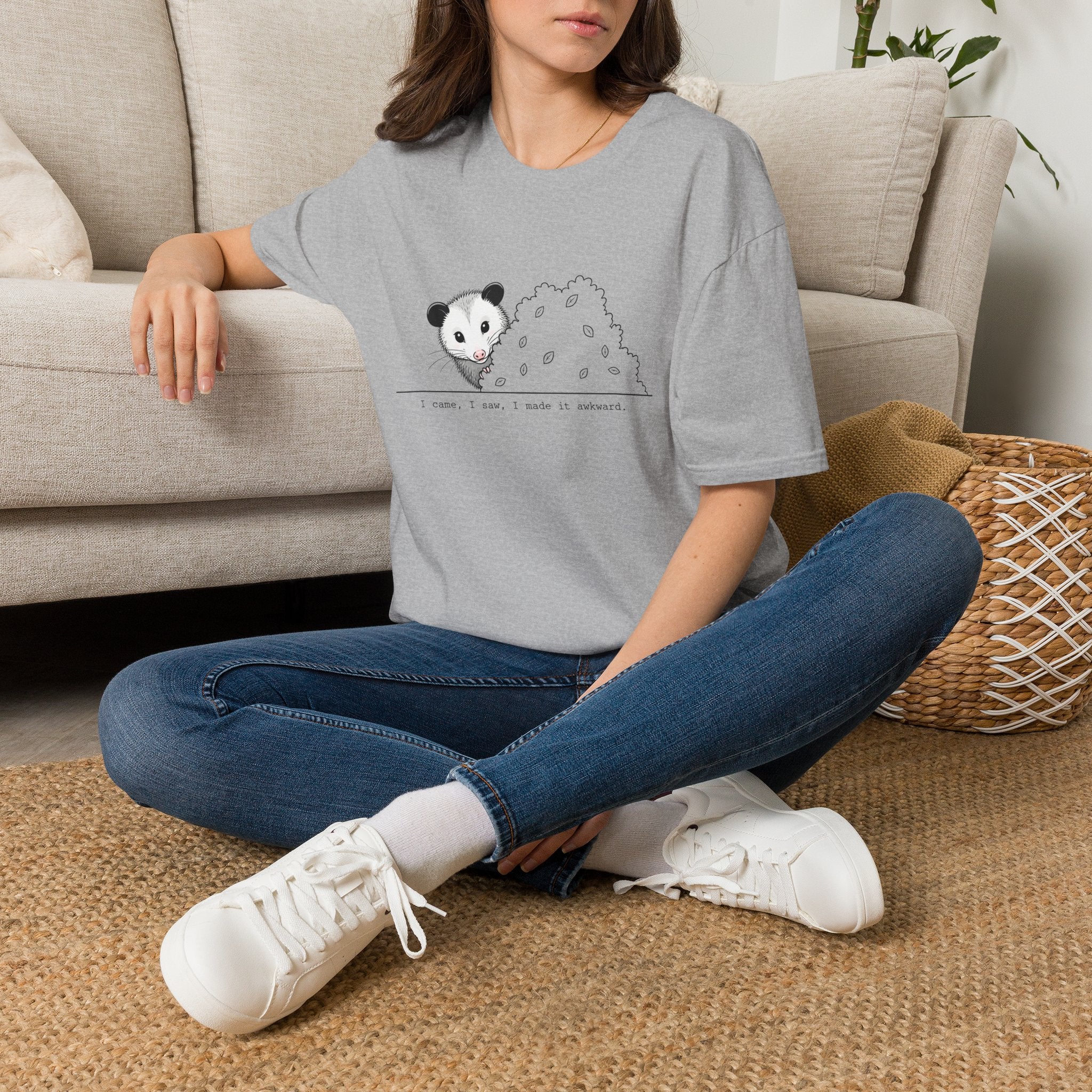 T-Shirt — Cute Possum Pile Illustration “I came, I saw, I made it awkward.”
