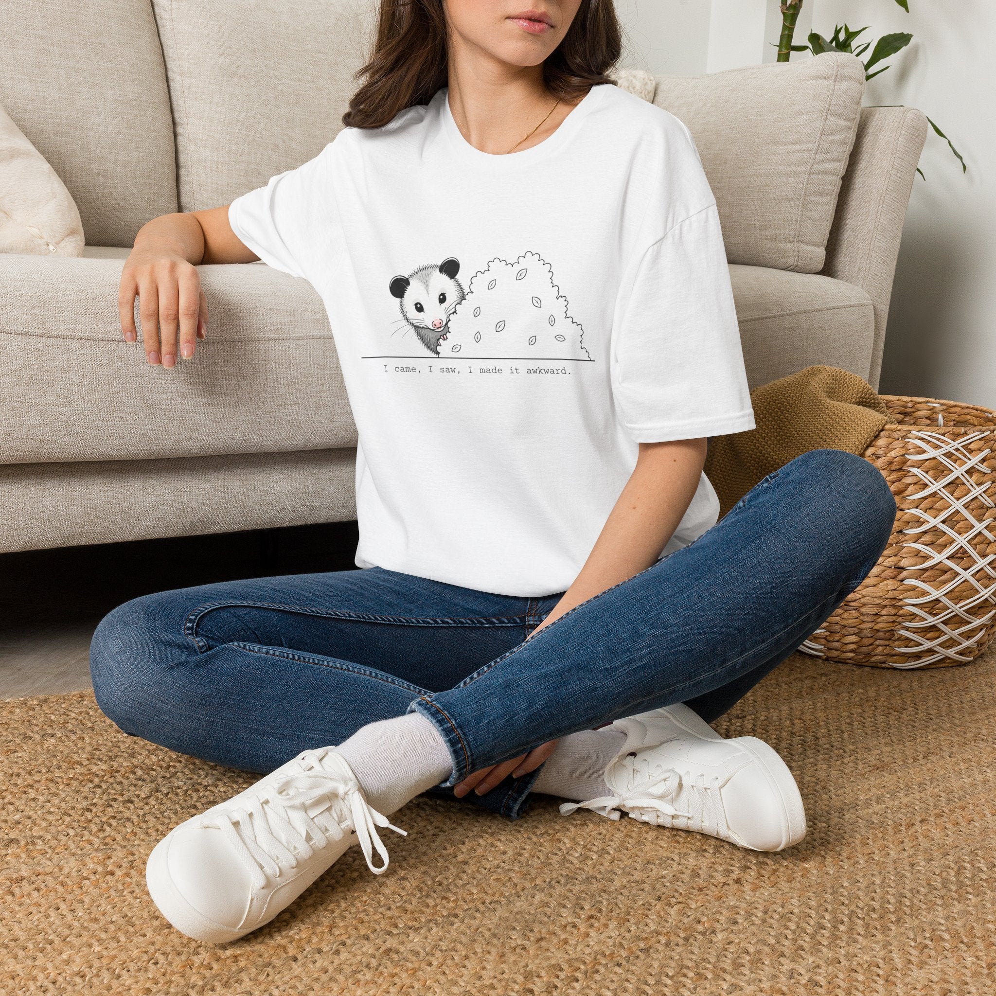 T-Shirt — Cute Possum Pile Illustration “I came, I saw, I made it awkward.”