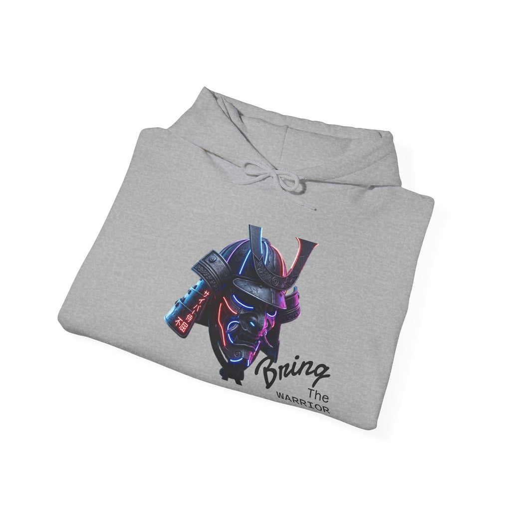 Samurai Mask Hoodie - Neon Ronin 'Bring the Warrior' Graphic Sweatshirt