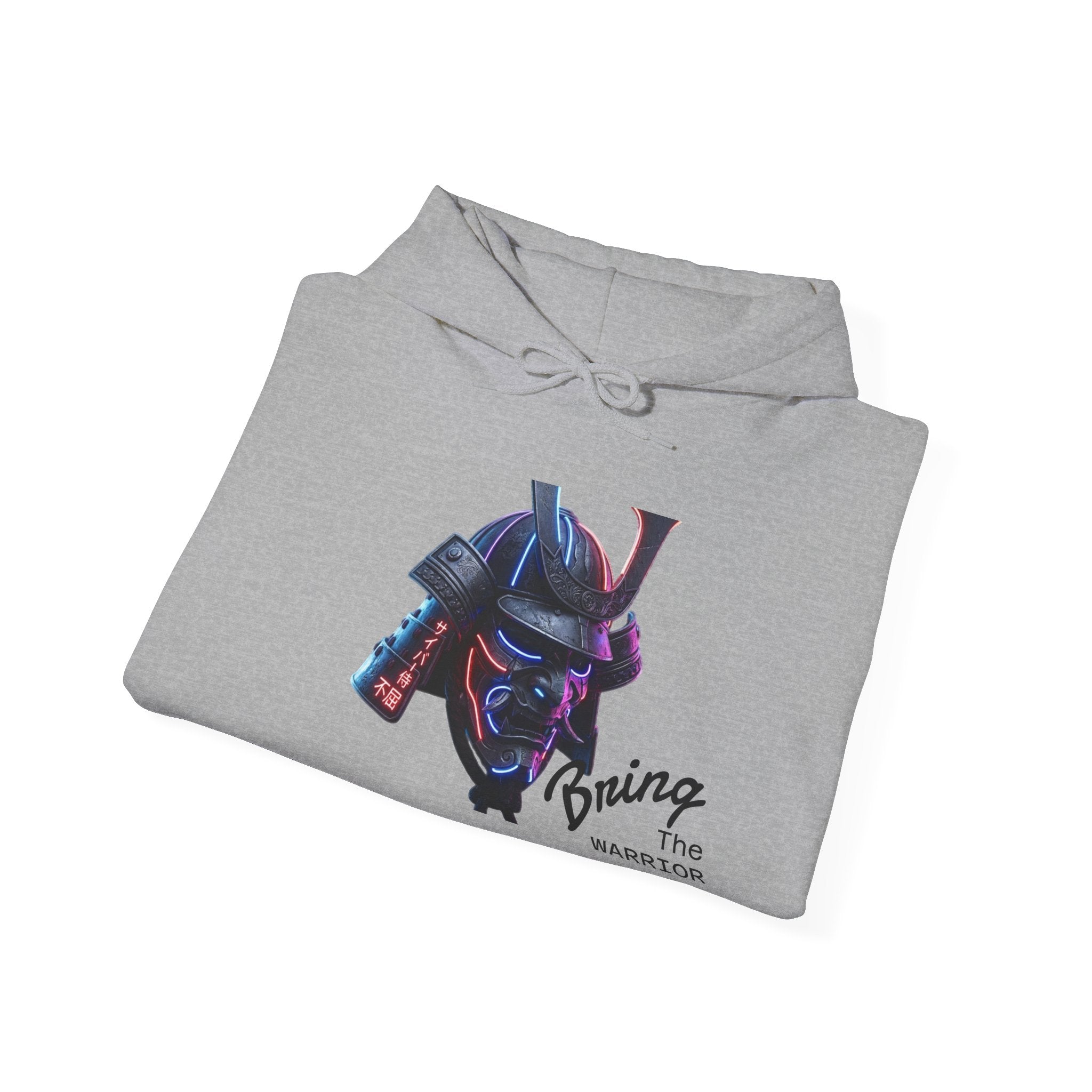 Samurai Mask Hoodie - Neon Ronin 'Bring the Warrior' Graphic Sweatshirt