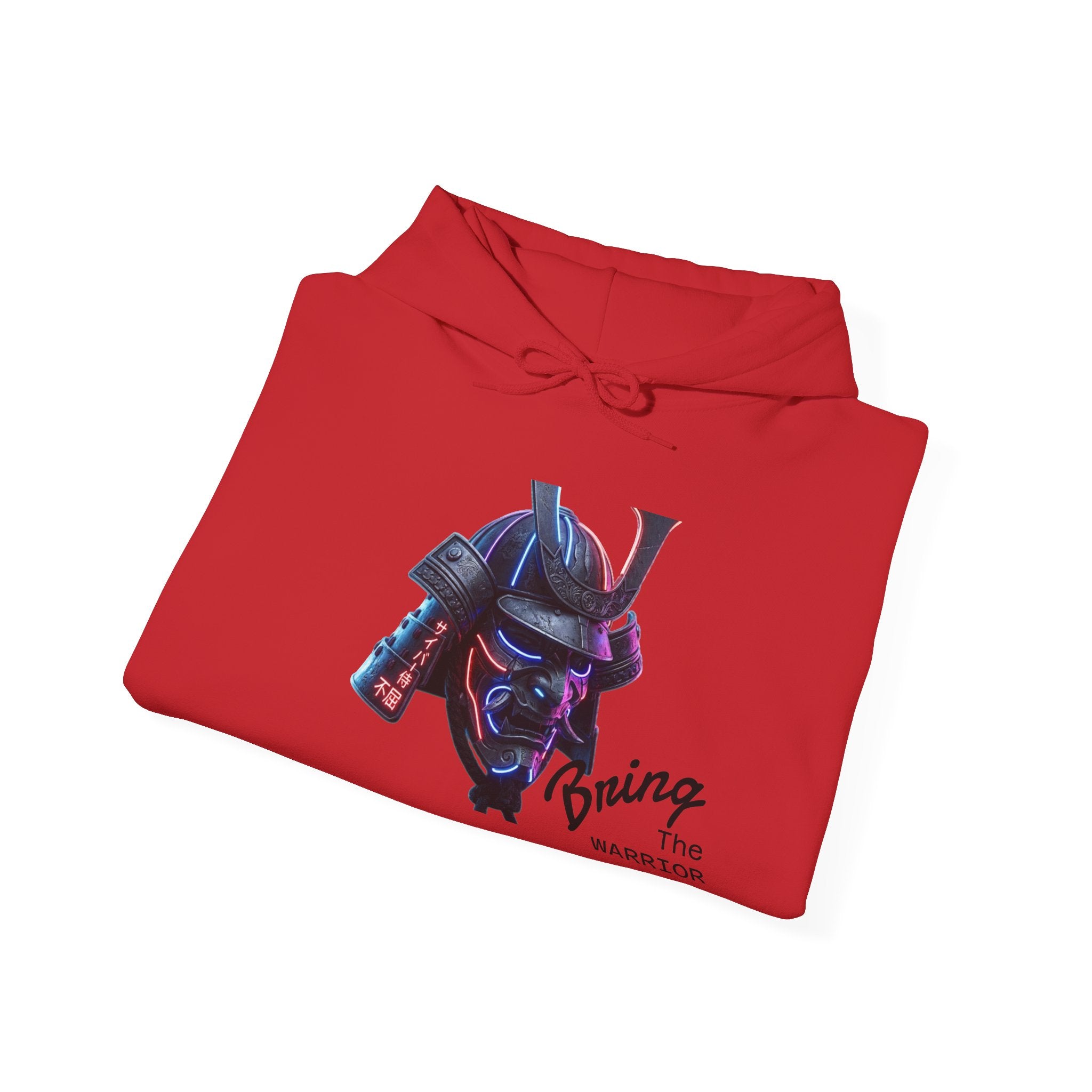 Samurai Mask Hoodie - Neon Ronin 'Bring the Warrior' Graphic Sweatshirt