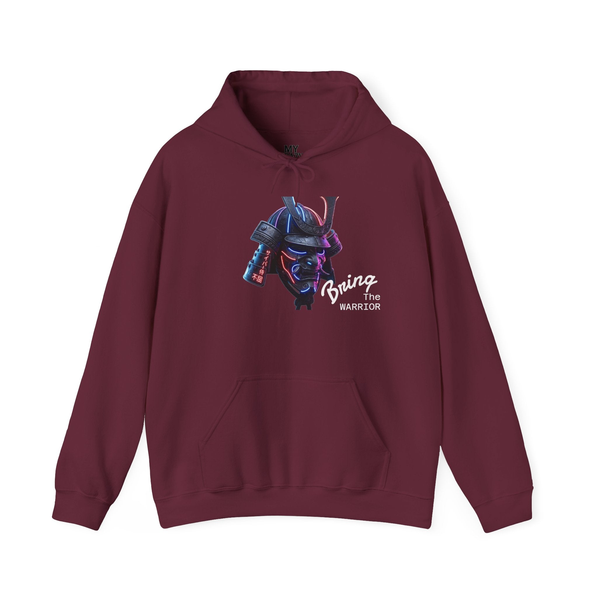 Samurai Mask Hoodie - Neon Ronin 'Bring the Warrior' Graphic Sweatshirt