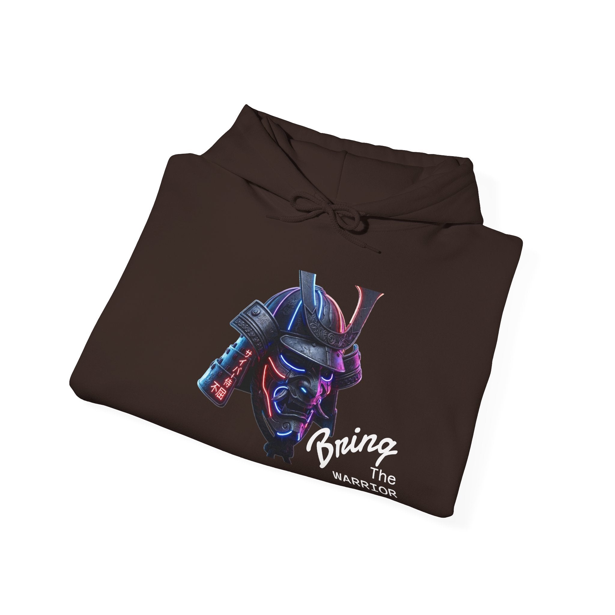 Samurai Mask Hoodie - Neon Ronin 'Bring the Warrior' Graphic Sweatshirt
