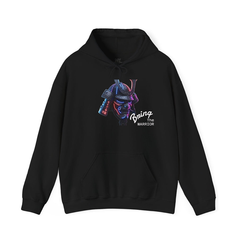 Samurai Mask Hoodie - Neon Ronin 'Bring the Warrior' Graphic Sweatshirt