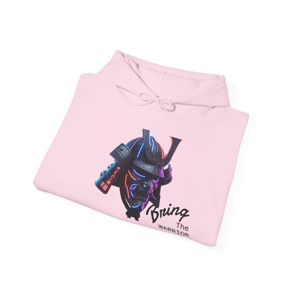 Samurai Mask Hoodie - Neon Ronin 'Bring the Warrior' Graphic Sweatshirt