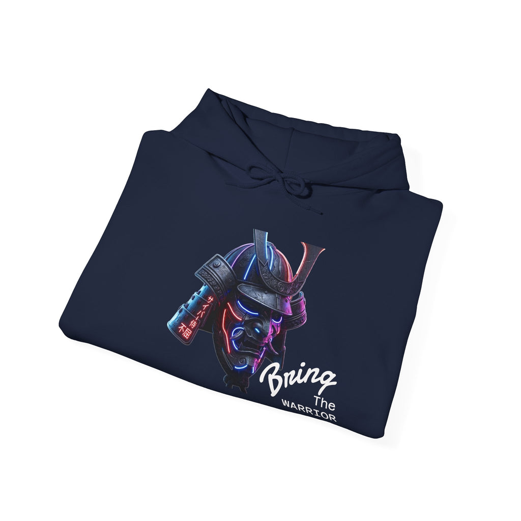 Samurai Mask Hoodie - Neon Ronin 'Bring the Warrior' Graphic Sweatshirt