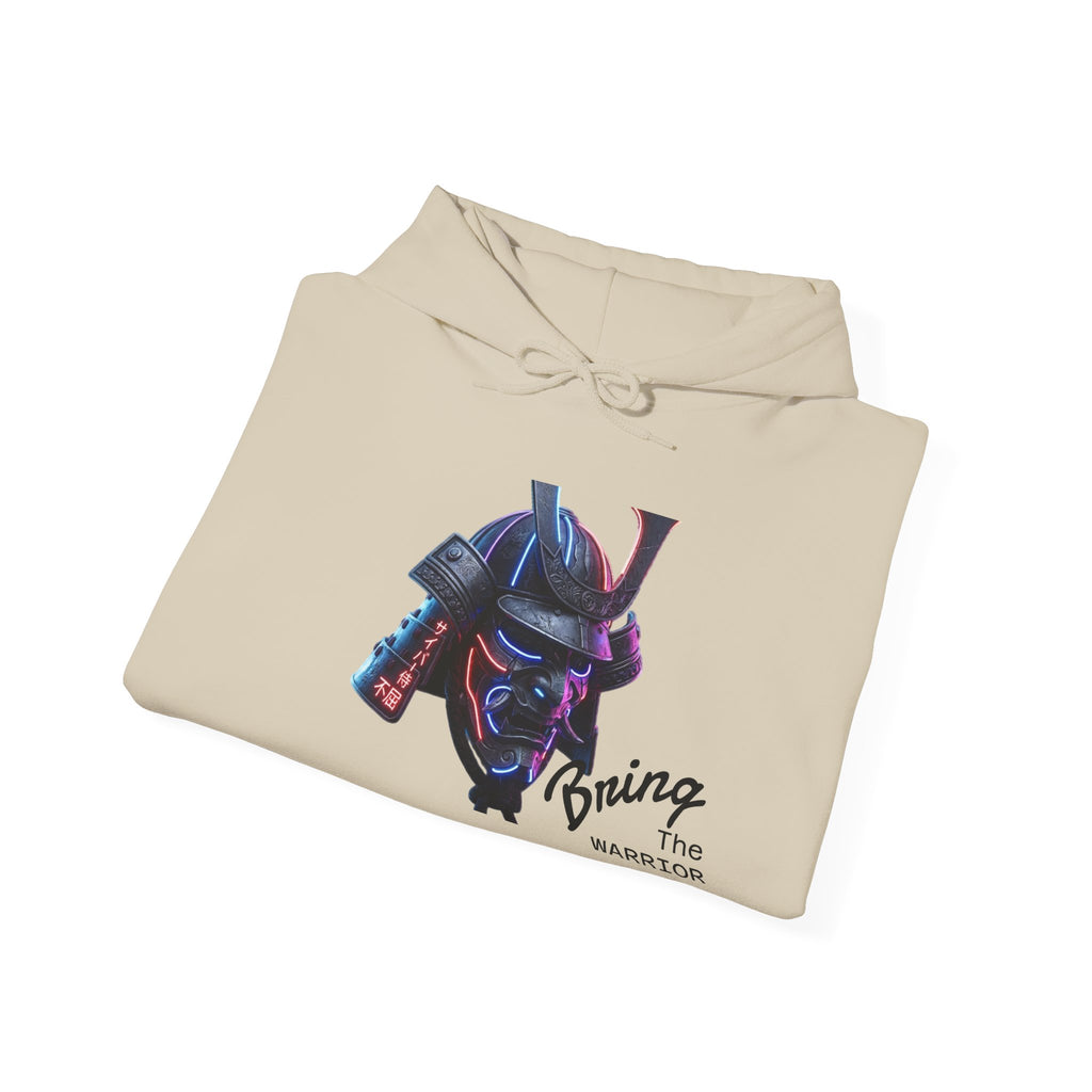 Samurai Mask Hoodie - Neon Ronin 'Bring the Warrior' Graphic Sweatshirt
