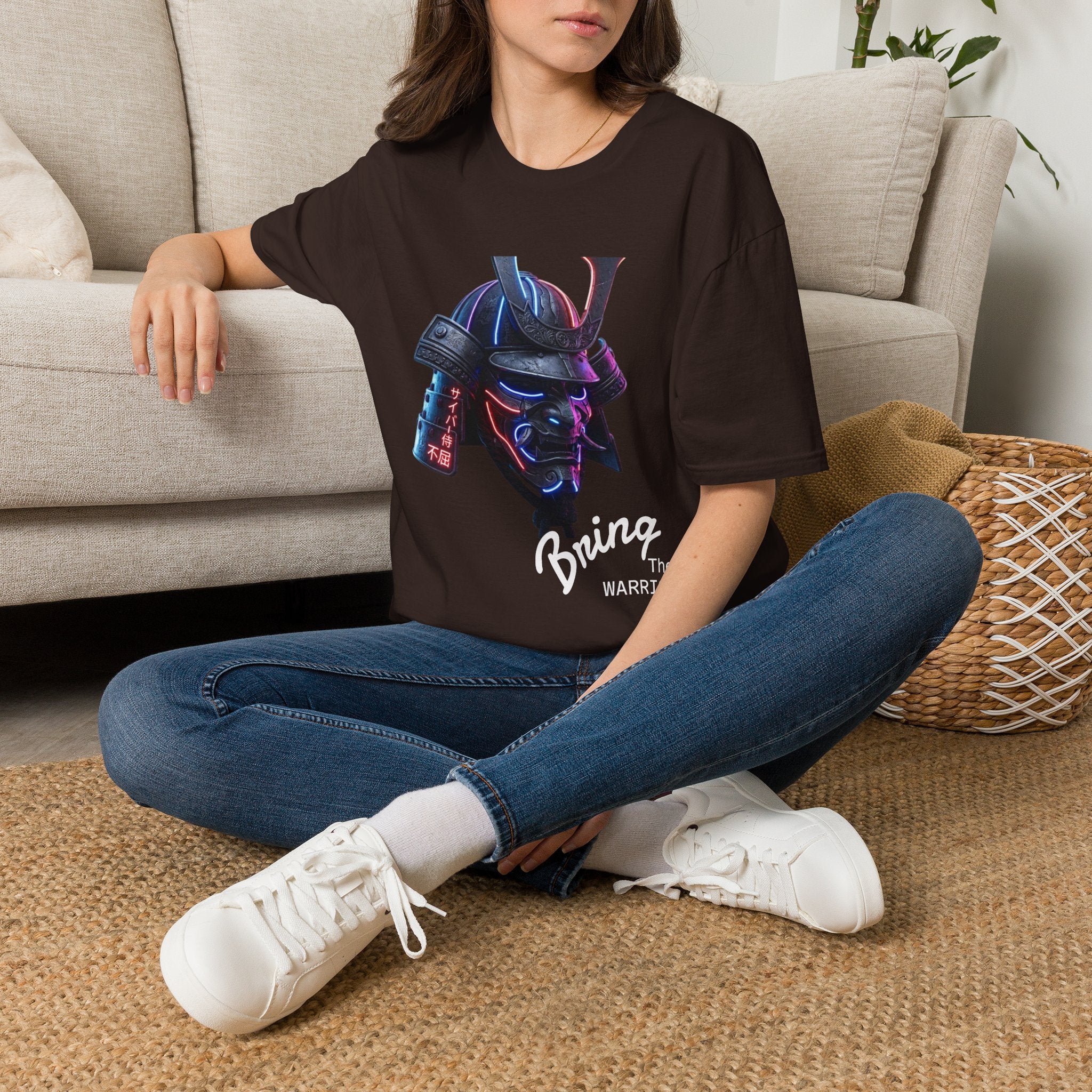 Neon Samurai T-Shirt — 'Brave Warrior' Graphic Tee