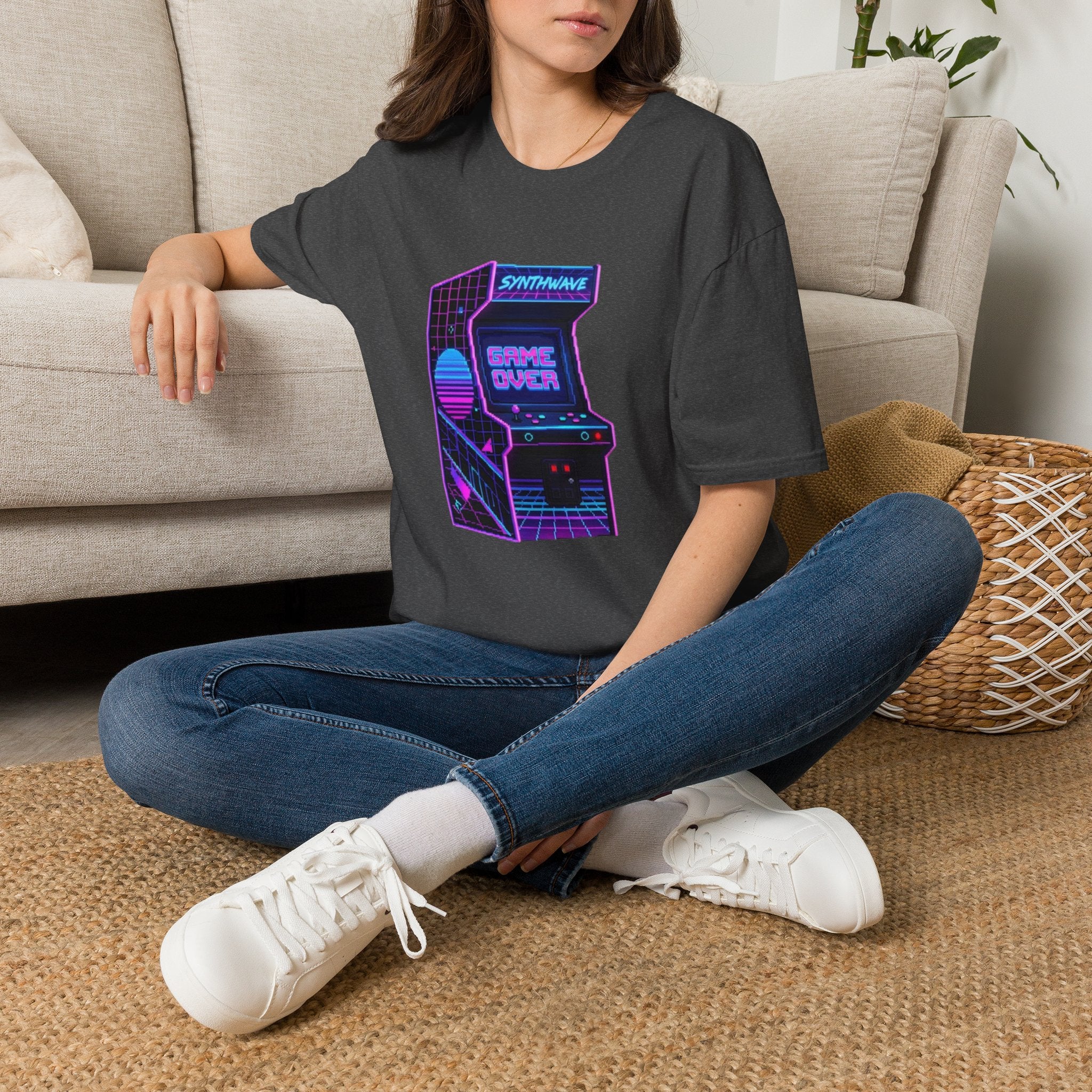 Retro Synthwave Arcade T-Shirt — "Game Over" Graphic