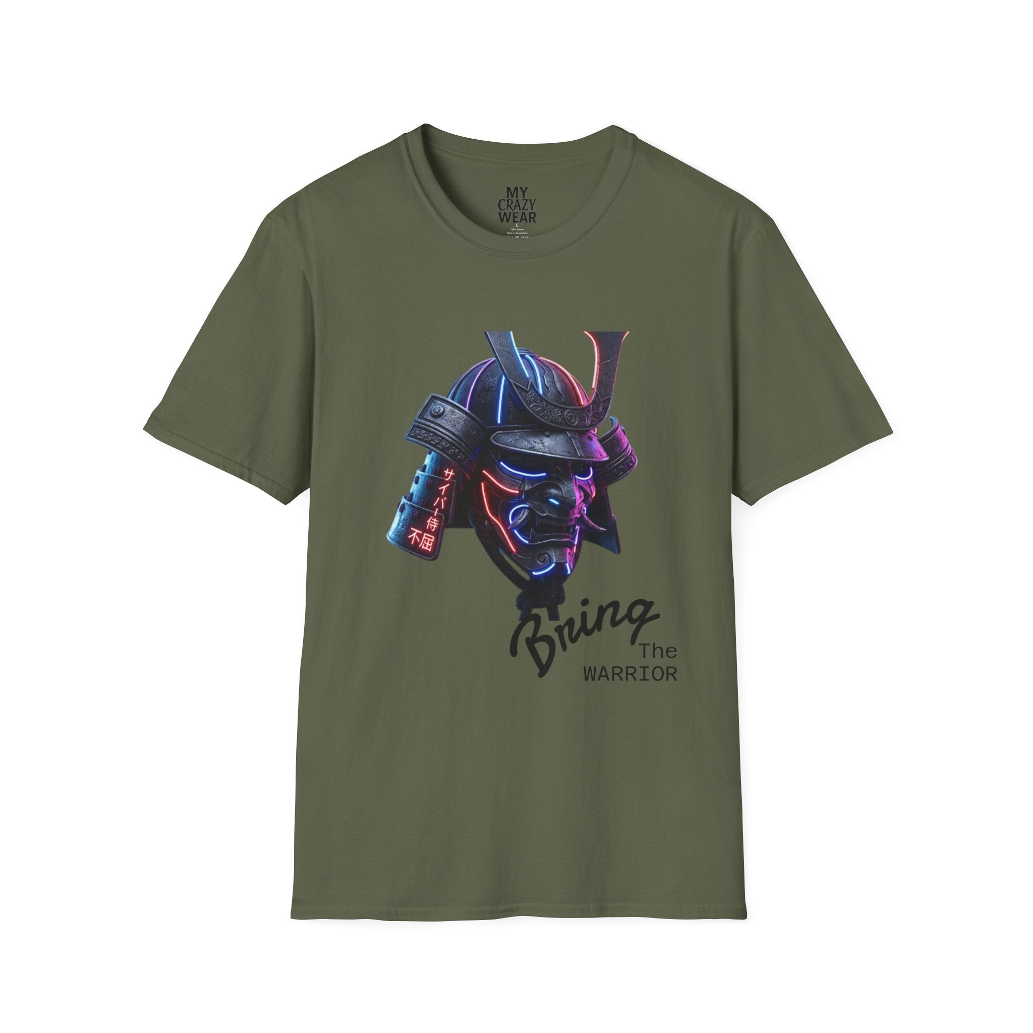 Neon Samurai T-Shirt — 'Brave Warrior' Graphic Tee