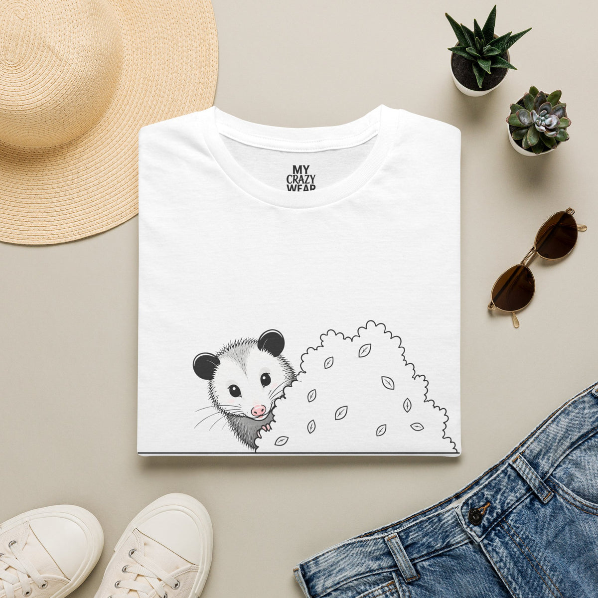 T-Shirt — Cute Possum Pile Illustration “I came, I saw, I made it awkward.”