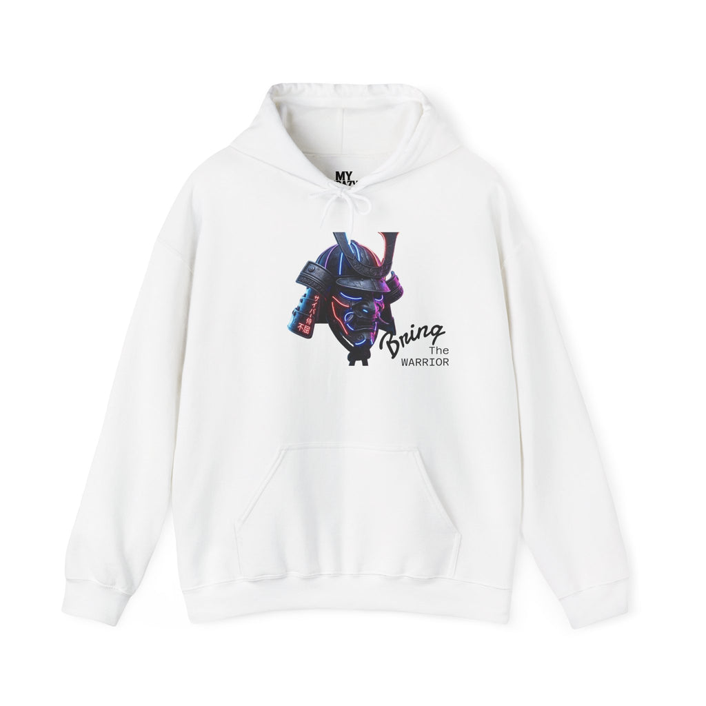 Samurai Mask Hoodie - Neon Ronin 'Bring the Warrior' Graphic Sweatshirt