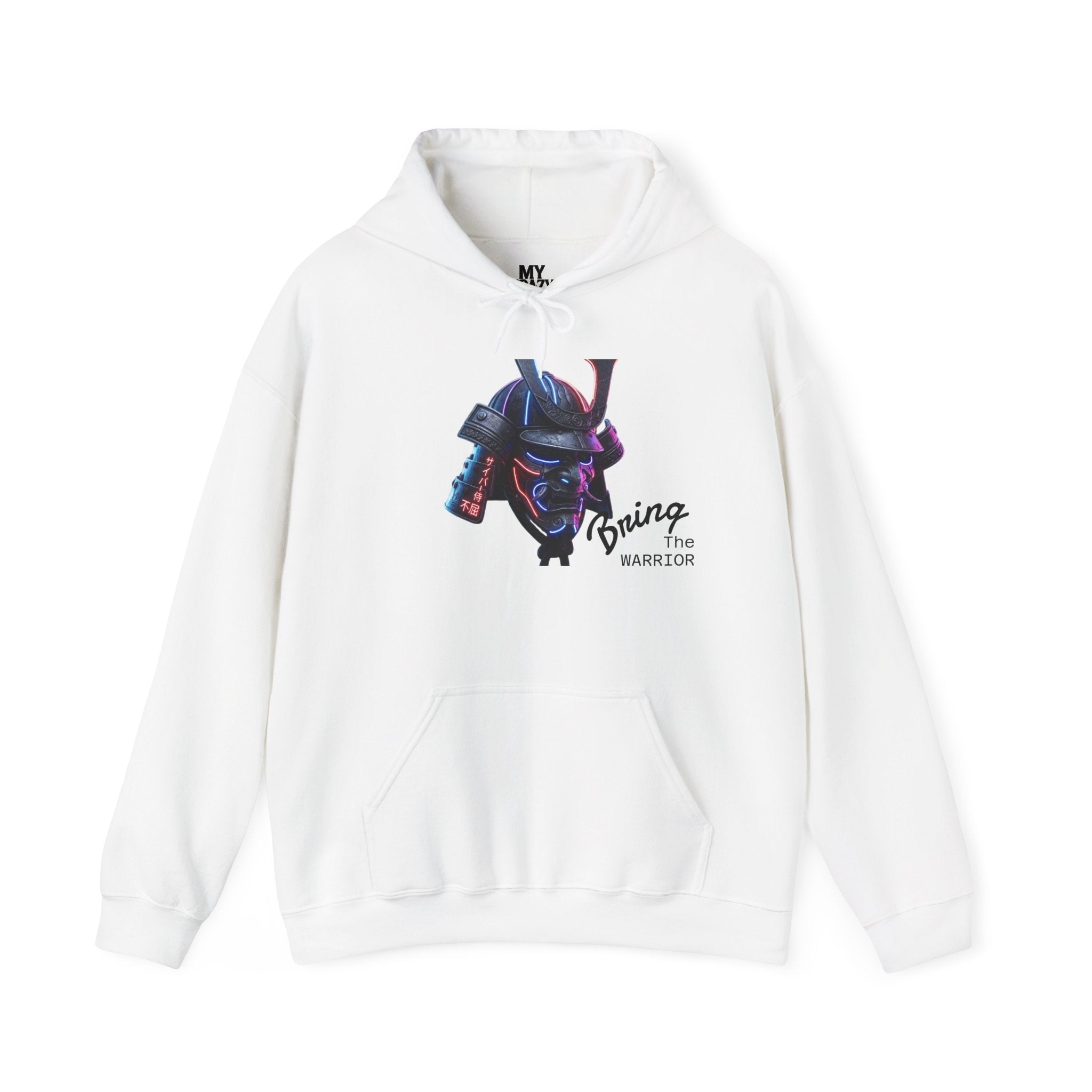 Samurai Mask Hoodie - Neon Ronin 'Bring the Warrior' Graphic Sweatshirt