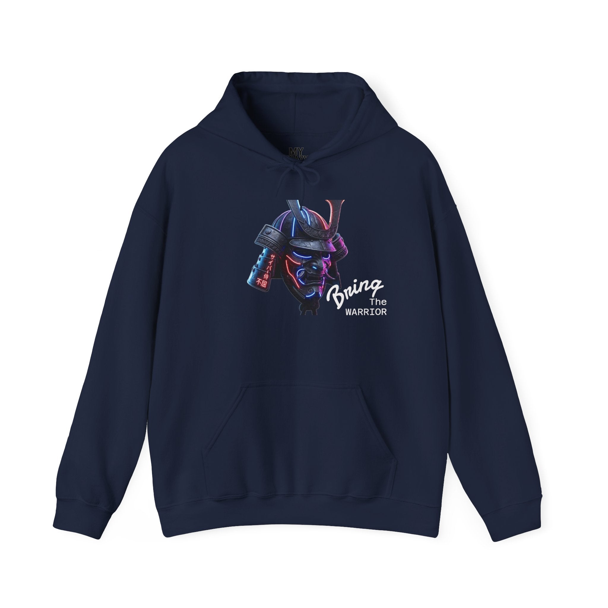 Samurai Mask Hoodie - Neon Ronin 'Bring the Warrior' Graphic Sweatshirt