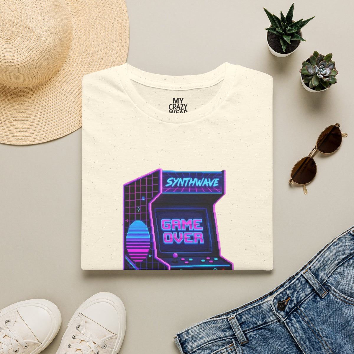 Retro Synthwave Arcade T-Shirt — "Game Over" Graphic