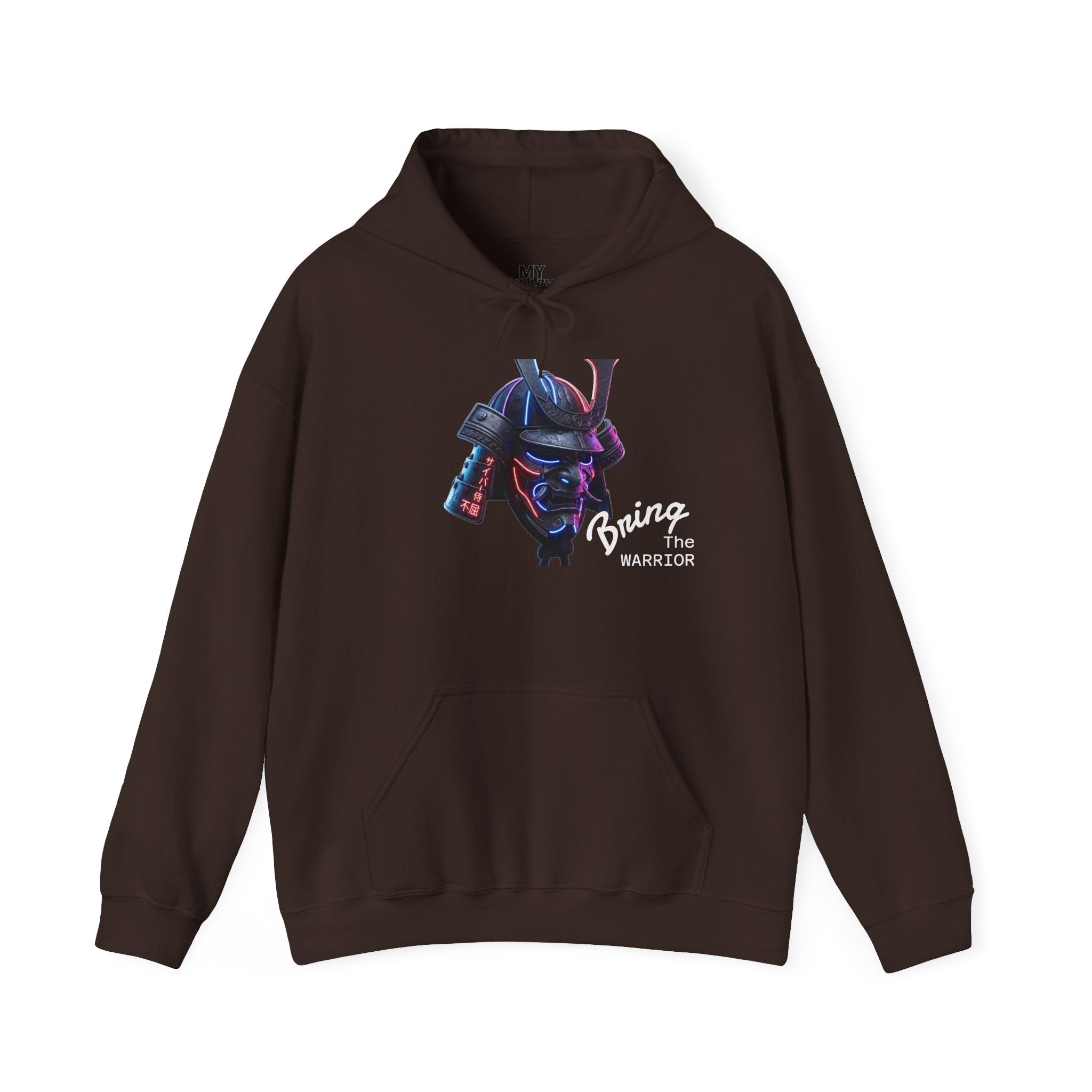 Samurai Mask Hoodie - Neon Ronin 'Bring the Warrior' Graphic Sweatshirt