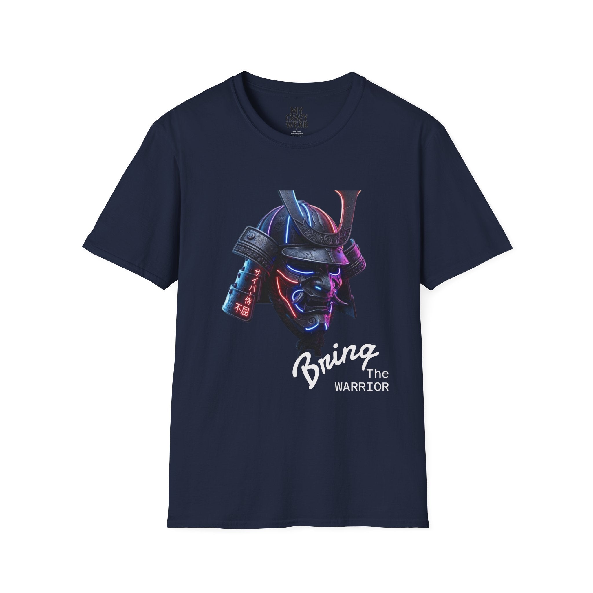 Neon Samurai T-Shirt — 'Brave Warrior' Graphic Tee