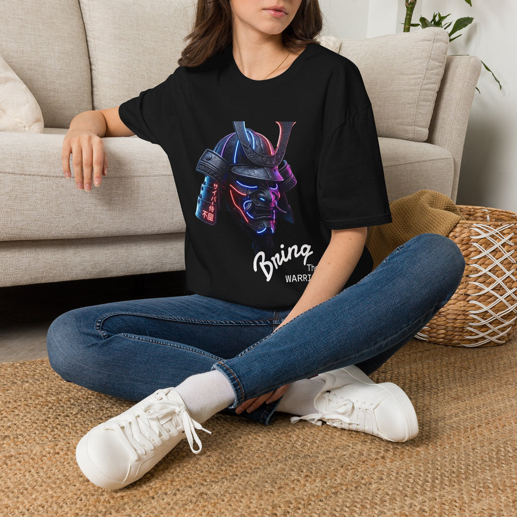 Neon Samurai T-Shirt — 'Brave Warrior' Graphic Tee