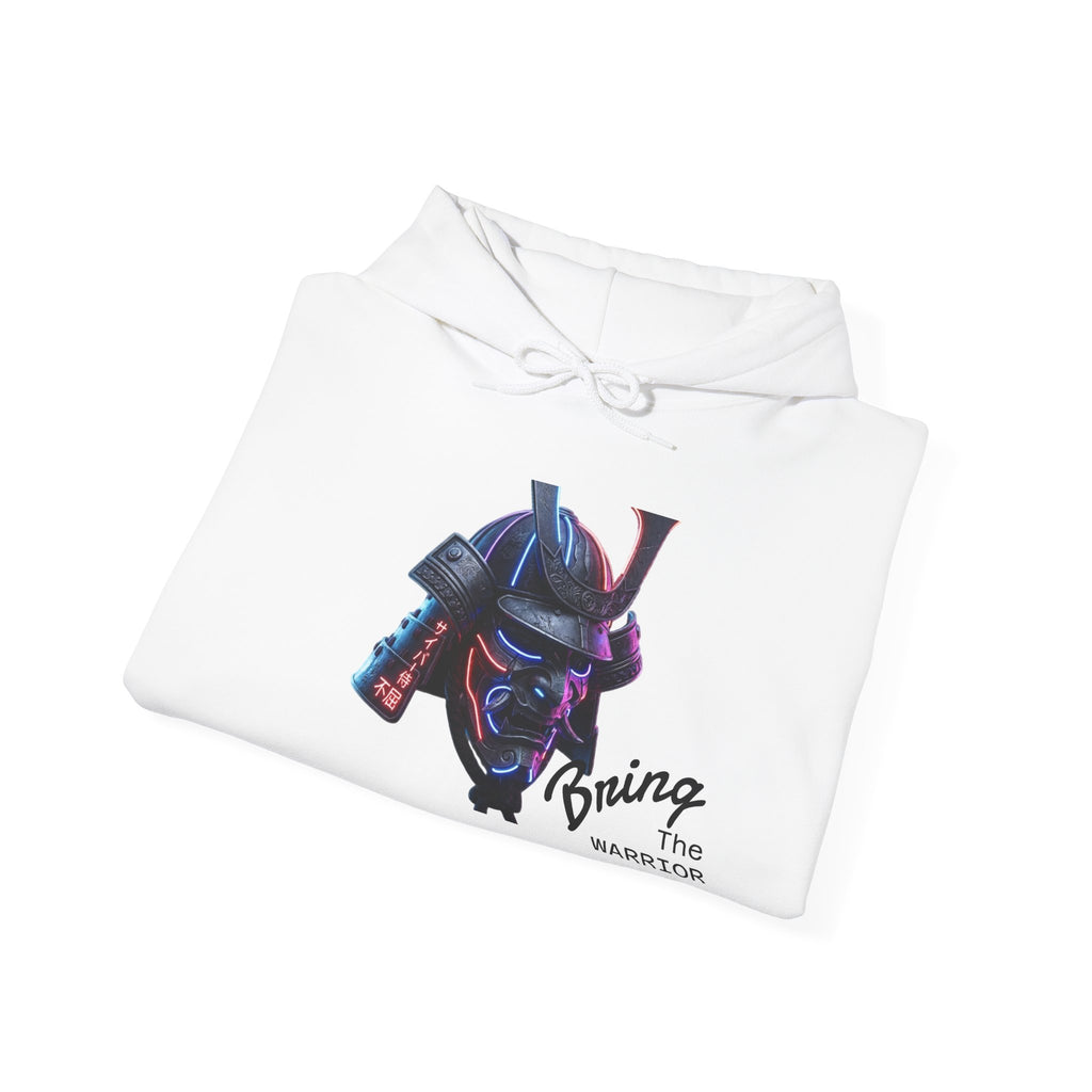 Samurai Mask Hoodie - Neon Ronin 'Bring the Warrior' Graphic Sweatshirt