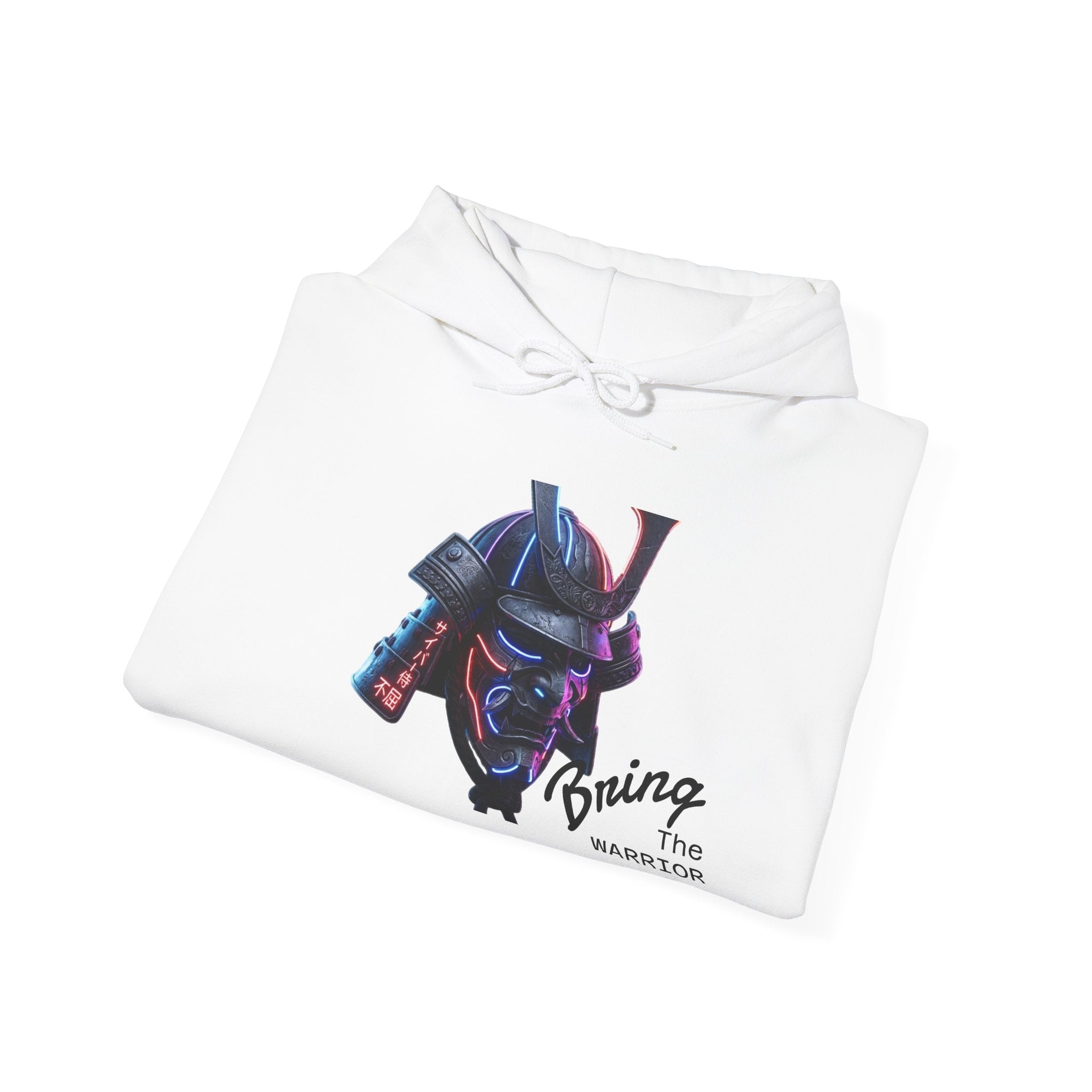 Samurai Mask Hoodie - Neon Ronin 'Bring the Warrior' Graphic Sweatshirt