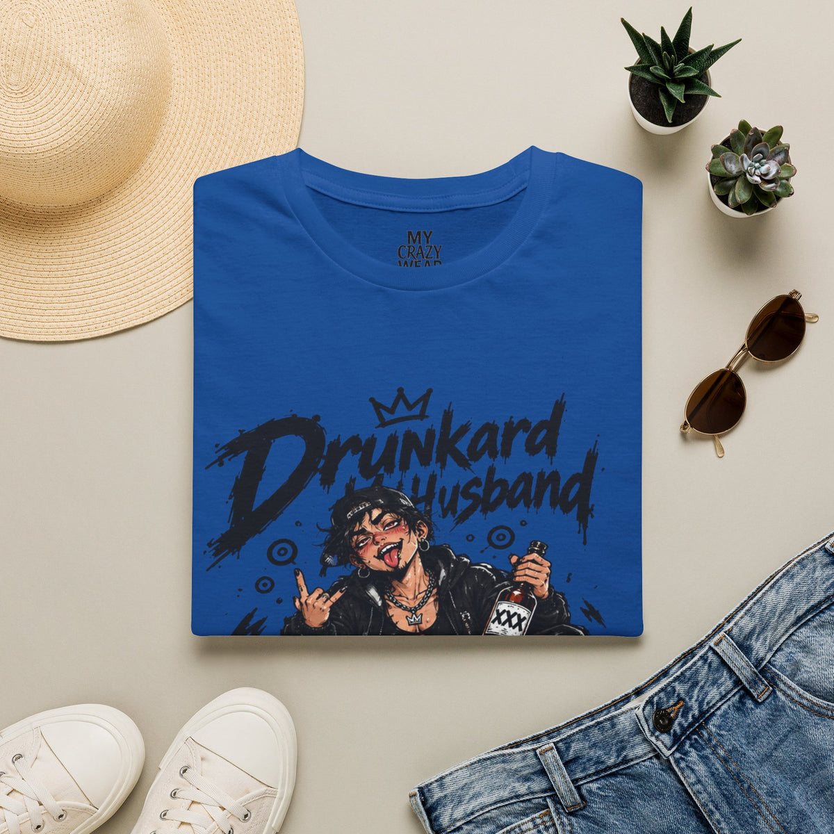 Drunkard Husband T-Shirt — Funny Drinker Graphic Tee for Couples & Parties