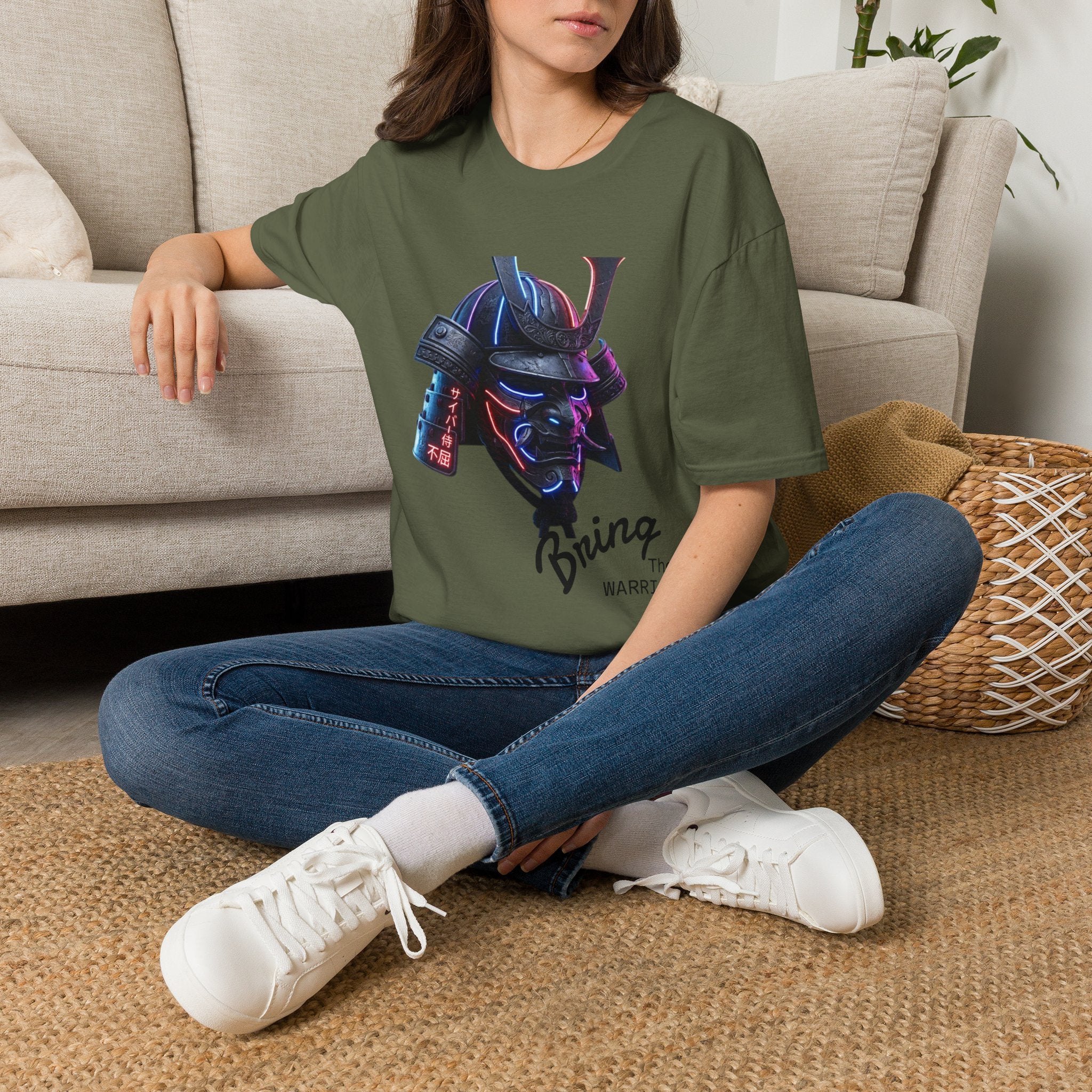 Neon Samurai T-Shirt — 'Brave Warrior' Graphic Tee